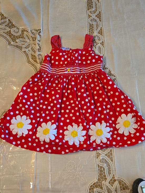 Blueberi Boulevard Other - ADORABLE BLUEBERI BLVD - DOTS & DAISIES - 3T SUMMER DRESS - RED-WHITE-YELLOW
